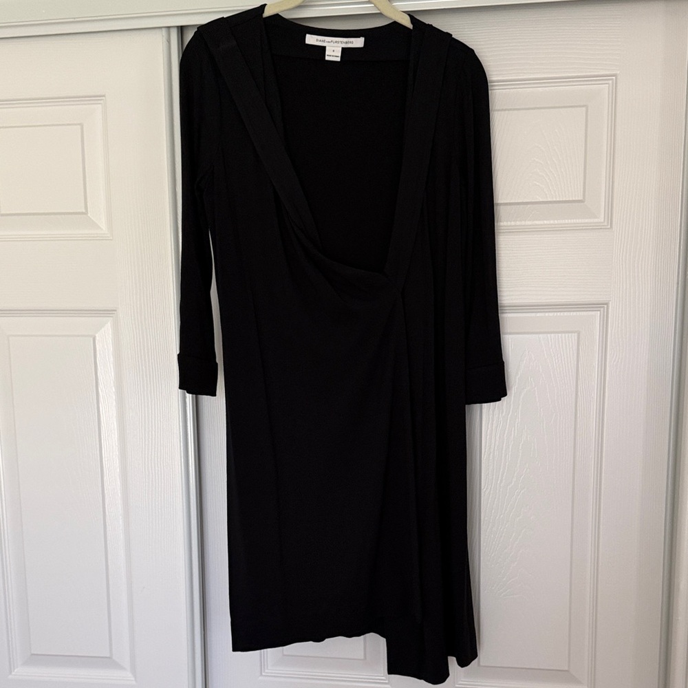 Diane Von Furstenburg Black Wrap Mini Dress